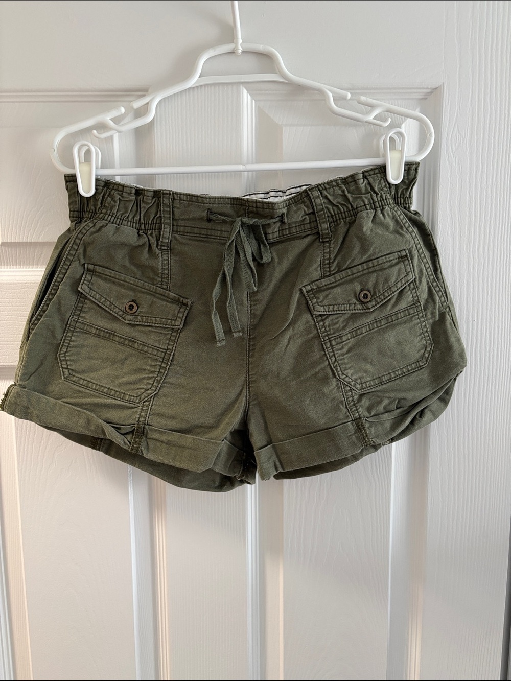 Pilcro Olive Green Cargo Drawstring Shorts